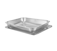 Healifty Frying Basket with Tray Large Rectangular Oil Draining Strainer for Onion Rings French Fries Fried Chicken Reusable Fryer Mesh Basket for Quick Oil Drainage and Easy Food Serving