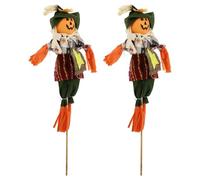 Healifty Garden Scarecrow Doll with Straw Pumpkin Design Outdoor Halloween Ornament for Front Garden Lawn and Backyard Autumn Decoration 15 Inch