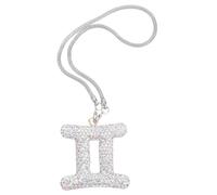 Healifty Gemini Horoscope Rearview Mirror Pendant with Rhinestones Zodiac Sign Car Charm for Auto Interior Decoration Fit Hanging Ornament Stylish Astrology gift for for for for for for for Drivers