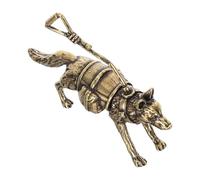 Healifty German Shepherd Figurine Small Animal Statue Brass Golden Desktop Decorative Ornament for Office Table Decor, Vintage Collectible Art Piece