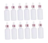 Healifty Glass Dropper Bottles Set 12pcs 50ml Frosted Essential Oil Pipette Bottles with Cap for Travel and Subpackaging