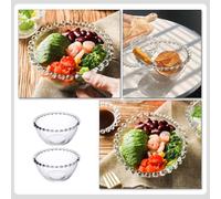 Healifty Glass Salad Bowl Set Small Bead Point Design Sturdy Glass Serving Bowls for Home Kitchen Multi-Use for Entertaining and Dining