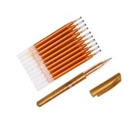 Healifty Glitter Gold Sutra Copying Pen Refills 0.7mm Fine Tip with 10 Ink Refills and 1 Pen Holder Set for Buddhist Scripture Writing and Portable Stationery
