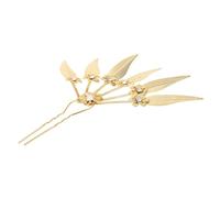 Healifty Golden Chic Leaf Hairpin with Flower Rhinestone, Lightweight Zinc Alloy Hair Pin for Women, Elegant Portable Hair Accessory Suitable for Party and Special Occasions