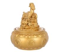 Healifty Golden Flat Base and Curved Prosperity Bowl Alloy, Embossed Feng Shui Wealth Bowl Goat Statue with Animal Sculpture Ornament for Office Desktop Decor and Business Opening Gift