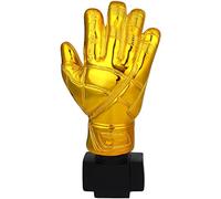Healifty Golden Glove Trophy - Gold Plated Soccer Goalkeeper Trophy - Resin Material - Size 13.5x26CM - Golden Color - Suitable for Kindergarten, School, Company - Party Favors