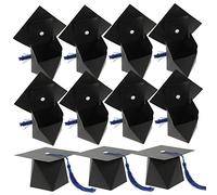 Healifty Graduation Candy Boxes Doctoral Cap Shape Treat Boxes Tassel Blue 50Pcs for Sweets Party Favour Celebrations