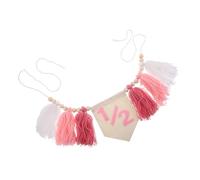 Healifty Half Birthday Banner for Girl Month Party Boho Tassel Highchair Garland with Wood Beads Soft Yarn Birthday Photo Booth Backdrop Decoration