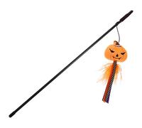 Healifty Halloween Cat Teaser Stick with Yellow Pumpkin Hanging Interactive Funny Cat Cute Teasing Rod for Pet Entertainment and Play
