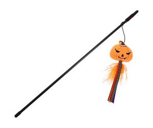 Healifty Halloween Cat Teaser Stick with Yellow Pumpkin Hanging Interactive Funny Cat Cute Teasing Rod for Pet Entertainment and Play