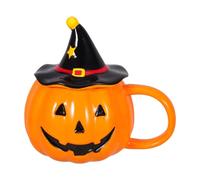 Healifty Halloween Pumpkin Coffee Mug Ceramic Smile Pumpkin Ghost Handle Party Orange Fall Mug Home Kitchen Office Cup Party Gatherings Decor Festive Microwave Safe 11oz (320ml)