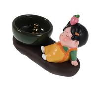 Healifty Handmade Ceramic Incense Burner Bowl with Vintage Dynasty Lady Design Multiuse Holder for Stick Coil Incense Compact Stable Aromatherapy Decor for Tearoom Household