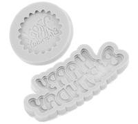 Healifty Happy Birthday Silicone Alphabet Mold 2pcs for Cake Decorating Cupcake Topper, White, Reusable, Food Safe, Easy to Use for Beginners and Professionals