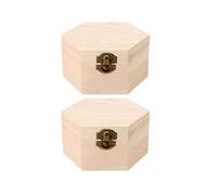 Healifty Hexagonal Wood Case with Lock Hasp Small Wooden Storage Container for Soap Flower Box Jewelry Diy Crafts Home Decoration Wedding Centrepieces 4.53 X 5.12 X 2.76 in 2 Pack