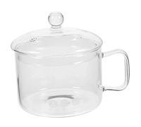 Healifty High Borosilicate Glass Cooking Pot with Handle Transparent Heat Resistant Stew and Instant Noodle Bowl for Home Kitchen Multi Function Open Fire Use