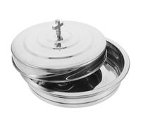 Healifty Holy Communion Stainless Steel Bread Plate Set with Lid, Large Stackable Serving Trays for Church Use, Reusable Covered Plates for Communion Bread and Christmas Party Tableware