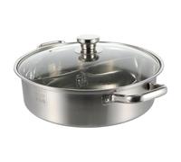 Healifty Household 30cm Double Flavor Hot Pot 304 Stainless Steel Thickened Dual Compartment Soup Pot for Chinese Style Cooking Suitable for Induction Cooker and Gas Stove