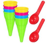 Healifty Ice Cream Cone Sand Toys: 10pcs Plastic Beach Playset Set with Scoops And Molds - Summer Outdoor Sandbox Accessories for Kids Toddlers