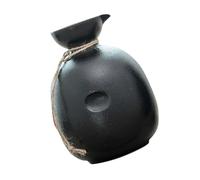 Healifty Japanese Ceramic Sake Bottle 300ml Black Reusable Rice Wine Kettle with Wood Lid, Classic Japanese Style Flask for Christmas and Wedding Serving