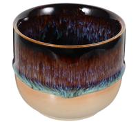 Healifty Japanese Style Ceramic Tea Cup Tea Mug for Daily Use Household Water Cup Vintage Half Glaze Brown Blue Finish Smooth Surface Multipurpose for Home Office Restaurant