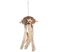 Healifty Large Bird Toy Parrot Foraging Shredding Toy with Tassel Design Natural Coconut Shell Bird Cage Decor for Birdcage