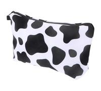 Healifty Large Capacity Cow Print Makeup Bag for Women, Multipurpose Cosmetic Travel Organizer Bag with Sturdy Polyester and Sponge Material, Stylish Toiletry Storage for Travel