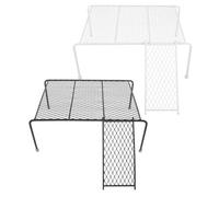 Healifty Large Iron Rutin Chicken Standing Platform with Ladder, Small Pet Cage Mesh Rack for Chicken Coop Feeding and Drinking, Black and White Poultry Habitat Table for Outdoor Use