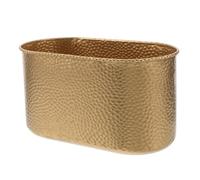 Healifty Large Oval Flower Pot Iron Planter with Hammered Texture, Golden Finish, Wide Mouth Design for Indoor and Outdoor Garden, Suitable for Orchids and Wedding Centerpieces