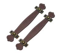Healifty Leather Furiture Handle Trunk Pull Handle Luggage Handle Strap Replacement for Home Drawer Hardware Supplies 2Pcs (Light Brown)