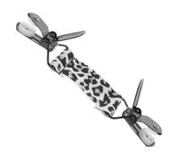 Healifty Leopard Print Elastic Cardigan Clip Scarf Shawl Pin for Women, White Leopard Pattern Sweater Collar Fastener, Adjustable Anti-exposure Brooch for Travel and Daily Wear