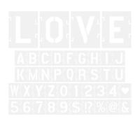 Healifty Letter and Number Stencils Kit, 1.5 Inch Plastic Reusable Templates, 42Pcs PET Spray Paint Stencils for Indoor and Outdoor Decoration, Wood, Fabric, Rock, Signage