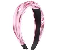 Healifty Light Pink Knotted Pu Fabric Headband with Glitter Sequin, Sparkly Hair Hoop for Women, Valentines Day Hair Accessory, Soft Fashion Headband for Daily Wear
