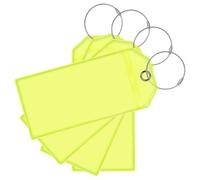 Healifty Luggage Tags and PVC Material with Straps Connector Portable Design 4pcs Yellow with Stainless Steel Edges Patterns for Easy Identification for Travel Use