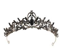 Healifty Luxury Crown Baroque Queen Crown Crystal Rhinestones Wedding Bridal Tiara Hair Accessories Goth Headpiece for Women Vintage Prom Jewelry Headband Black and Gold for Medieval