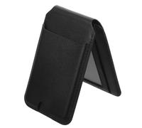 Healifty Magnetic Phone Card Holder with Foldable Desktop Stand Black Pu Portable Card Wallet Multifunctional Design Id Badges