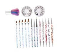 Healifty Manicure Pen Set 6pcs Nail Art Brushes Dual-ended Dotting and Line Drawing Pens with Crystal Detail Brush for DIY Nail Painting and Salon Use