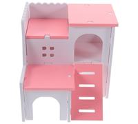 Healifty Mediterranean Style Pink Hamster Villa Hideout House 2-layer Small Pet Hut Climbing for Hamsters and Play Shelter for Small Animals