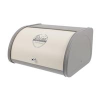 Healifty Metal Bread Bin with Lid Nordic Style Bread Box for Kitchen Countertop in White and Grey Organizer for Bakery and Household