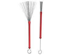 Healifty Metal Drumstick Brushes with Red Handles Steel Wire Drum Cleaning Tool for Jazz Snare and Percussion Drums Wire Brush for Versatile Musical Performance