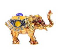 Healifty Metal Elephant Jewelry Box with Rhinestones - Small Hand-painted Enamel Trinket Organizer with Magnetic Closure, Mini Lucky Animal Figurine for Home Decor and Jewellery Storage