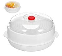 Healifty Microwave Steamer with Removable Basket for Rice Fish Dumplings Cooking Plastic Food Steamer with Ventilated Lid and Handle Compact Kitchen for Healthy Meals
