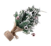 Healifty Mini Flocked Tabletop Christmas Tree with Base Small Artificial Pine Holiday Desktop Decor for Indoor Mantle and Centerpieces Silver Without Lights Space Saving Cozy Winter Accent