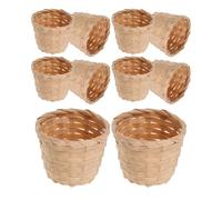 Healifty Mini Handmade Bamboo Storage Basket 10Pcs Woven Containers for Succulents and Small Items Rustic Style for Home Office Bedroom