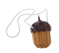 Healifty Mini Pine Cone Woven Crossbody Bag for Small Imitation Rattan Basket Shaped Purse Lightweight Rustic Charm Photography Prop and Everyday Messenger Bag