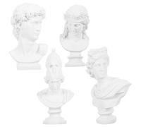 Healifty Mini Resin Bust Statue Set 4pcs Ancient Greek Mythology Figures Sun God David Ariadne Athena for Art Sketching Home Decor Dollhouse Accessory
