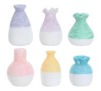 Healifty Mini Resin Flower Pots 6Pcs in Colours for Dollhouse and Desk, Tiny Bud Vase Set with DIY Crafting and Miniature Scenery for Living Room Decor