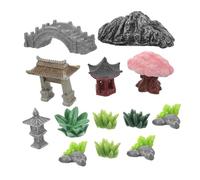 Healifty Miniature Zen Garden Accessories Stone Pagoda Figurines with Bridge and Archway Ornaments Chinese Style Micro Landscape Decoration for Balcony Patio Porch and Terrariums