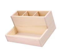 Healifty Multi-grid Wooden Cosmetics Storage Case Makeup Organizer Box for Lipstick Display and Jewelry Organizing Versatile Desktop Container for Office Bedroom and Dressing Table Use