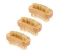 Healifty Natural Beech Wood Nail Brush with Dual-sided Boar Bristles, 3pcs Household Nail Cleaner Set, Professional Portable Multi-function Fingernail Scrubber for Manicure and Hand Care