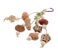 Healifty Natural Pinewood Bird Chewing for Parrots and Budgies, Hanging Foraging and Biting with Starfruit Nut, Sturdy Wooden Cage for Pet Bird Stimulation and Play